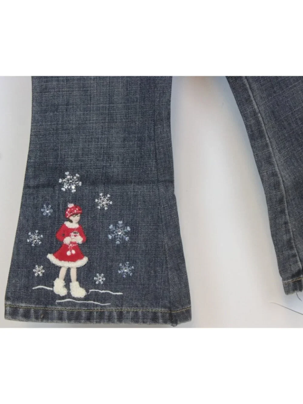 2008 Gymboree Cozy Winter Snowflake Denim Jeans sz 3 Embroidered Embellished NEW